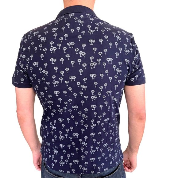 Banana Republic Polo Men Size Medium M Luxury Touch cotton Blue palm - Picture 13 of 15